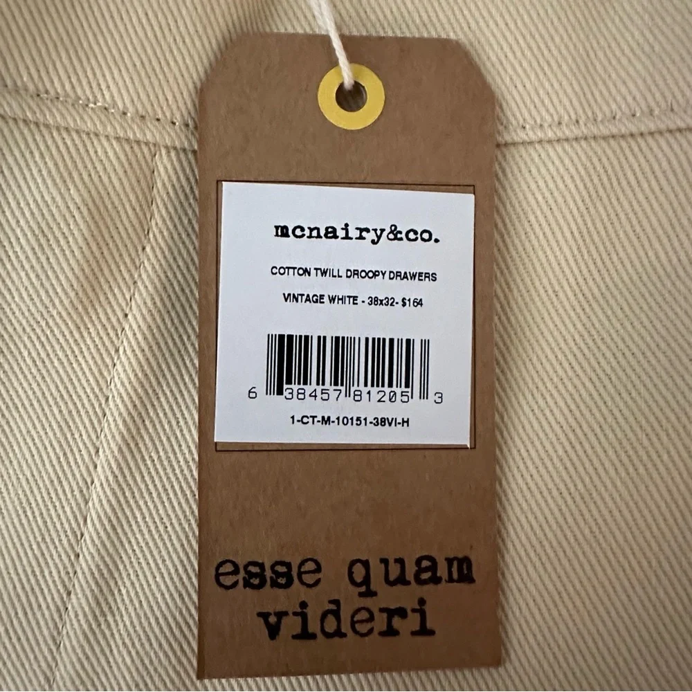 McNairy&CO Men's‎ Pants 38x32 Khaki Cotton Twill Droopy Drawers NWT